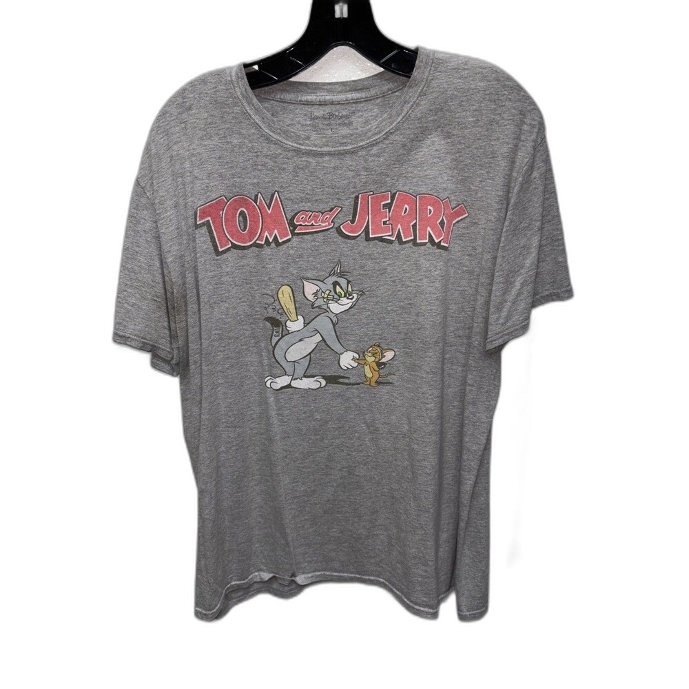 Hanna Barbera Tom and Jerry Cartoon Hand Shake T Shirt Men L Short Sleeve Grahic